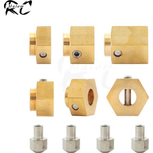 4Pcs Brass 12mm Hex Wheel Hub Extended Adapter for 1/10 RC Crawler Axial Capra 1.9 UTB and SCX10 III AXI03007 Upgrade Parts