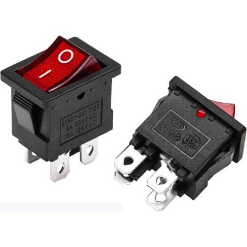 5pcs KCD1-201N 15X21mm Square Rocker Switch LED 2 Position 4 Pins Electrical eEquipment With Light High Quality Button Switch