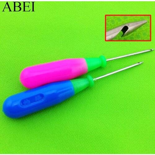 5pcs/lot Straight Hook Plastic Handle Awl Leather Hole Puncher Handmade Shoes Stitching Tools Drill Tools Sew Needle Accessories