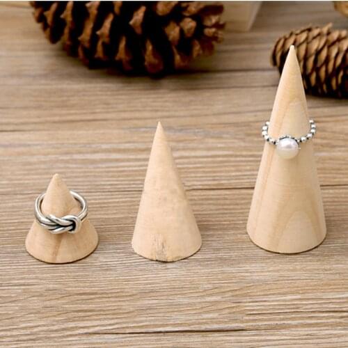 6pcs Natural Wooden Rack Display Showcase Ring Counter Room Organizer