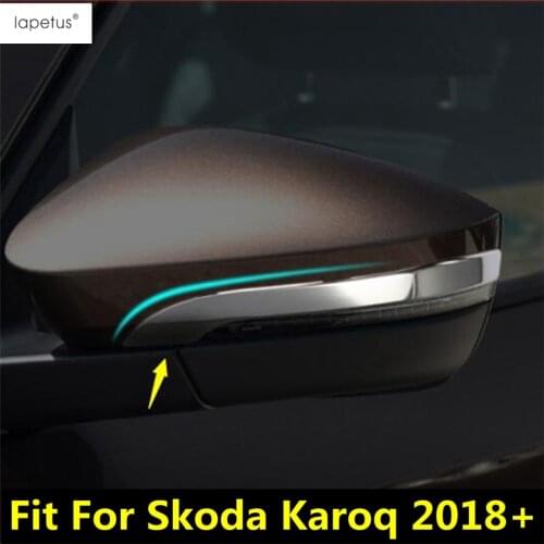 Lapetus ABS Accessories For Skoda Karoq 2018 2019 2020 Outside Car Door Rearview Rear View Mirror Strip Molding Cover Kit Trim