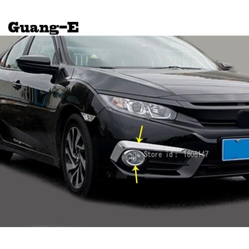 Car Sticker Styling Detector Cover Trim Head Front Fog Light Brows Lamp Frame Parts For Honda Civic 10th Sedan 2016 2017 2018