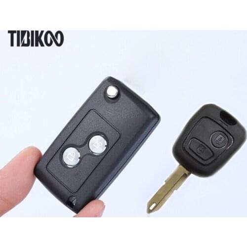 Car Key Blanks Case For Citroen C2 Modified Folding Flip Remote Key Shell for Peugeot 206 With Metal Button