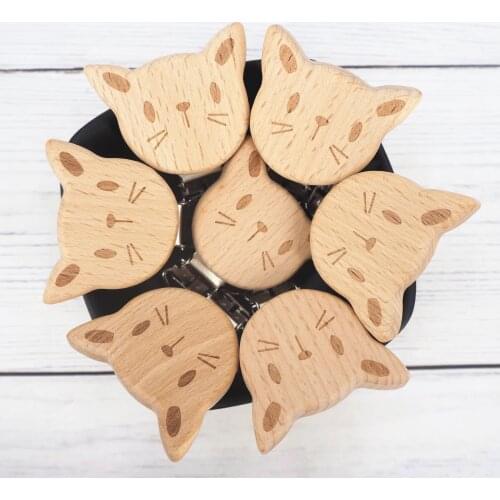 Chenkai 50PCS Wooden Car Pacifier Clips DIY Organic Eco-friendly Nature Baby Pacifier Rattle Teething Grasping Sensory Toy