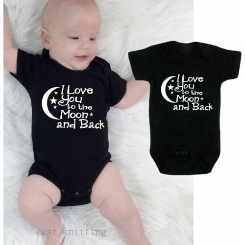 I Love You to the Moon and Back Print Baby Bodysuit Infant Jumpsuit Short Sleeve Baby Boys Girls Clothes Newborn Baby Clothing