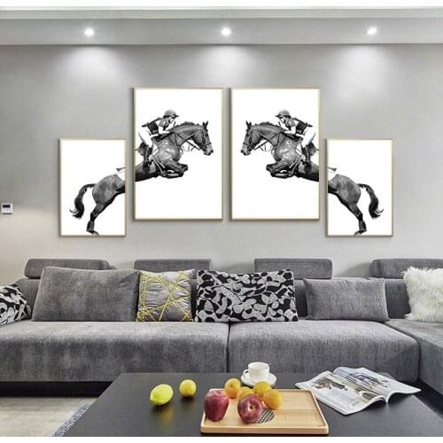 Two Panels Knight Canvas Art Paintings Modern Art Canvas Prints Black Horse Modular Pictures for Living Room Wall Decoration