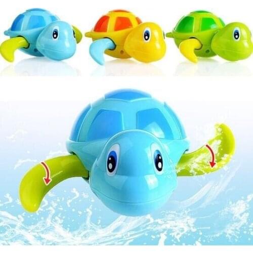 Bath Toys Cute Cartoon Animal Tortoise Classic Baby Water Toy Infant Swim Turtle Wound-up Chain Clockwork Kids Beach Bath Toys