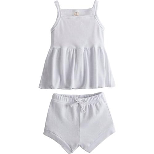 Cotton Tops+Solid Pants 2pcs Outfits Baby Girl Clothes Infant Girls Party Princess Cothing set Toddler Girls Casual Clothing