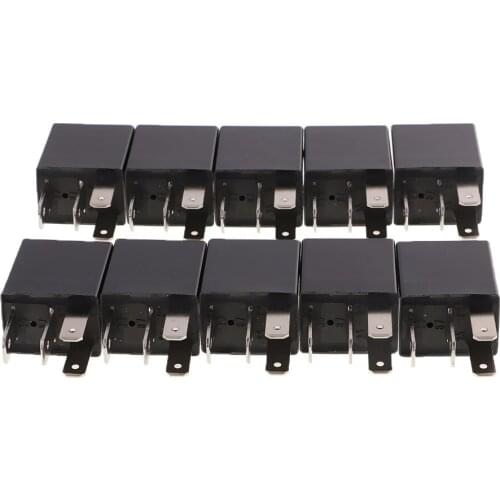 10 Pieces Automotive Car 12V 4-Pin 30 Amp Relay Kit For Fuel Pump Light Horn