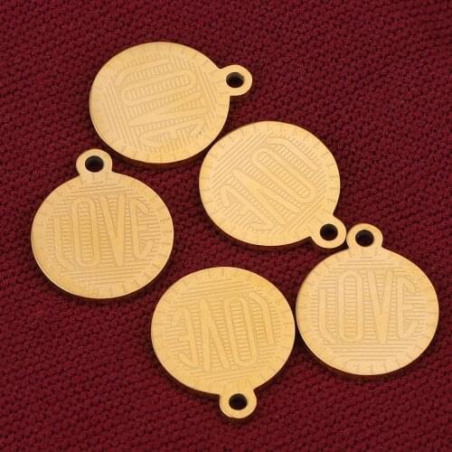 10pcs Stainless Steel Round Medal Charms Love Pendants for DIY Necklace Making Findings Jewelry Making Supplies Charms