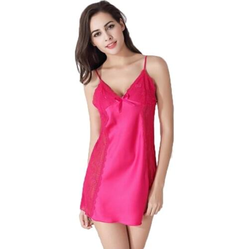 Summer Dress For Women Nightwear Pijamas Vestido Pijamas Mujer Nightgown High Quality Real Silk Straps Deep V Mini Home Dress
