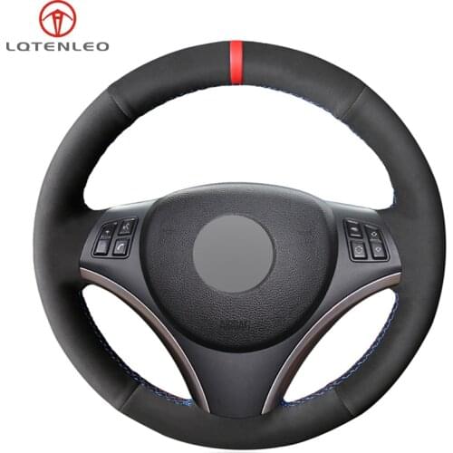 LQTENLEO DIY Hand Sew Car Steering Wheel Cover Black Suede For BMW M Sport 3 Series E91 320i 325i 330i 335i M3 E90 E92 E93