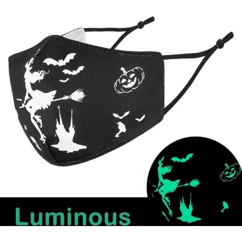 Halloween Cosplay Mask For Face Fashion Luminous Washable Reuse Face Mask Adults Print Facial Mask Mascarilla Reutilizable