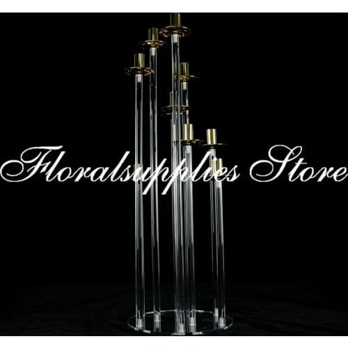 9 Heads Metal Candelabra Candle Holders Acrylic Wedding Table Centerpieces Flower Stand Candle Holder Candelabrum For Home Decor