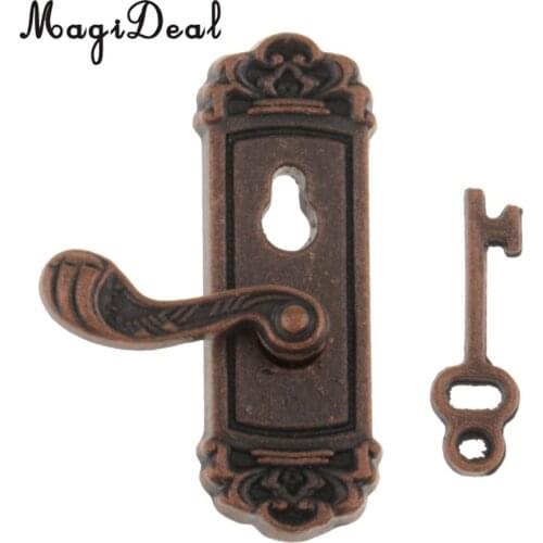 1/12 Scale Metal Dollhouse Miniature Vintage Door Lock Key for Dollhouse Furniture Decoarion DIY Accs