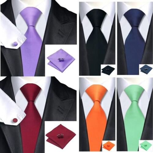 2020 Fashion New Classic Mens Tie Set Necktie Solid Plain Woven Skinny Silk Blend Suits Ties Solid New Male Neckties Adult Ties