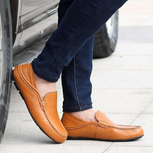 Koovan mans flat shoes 2018 new Spring real Leather Casual Mens Peas Shoes Business Casual flats Mens Leather Shoes