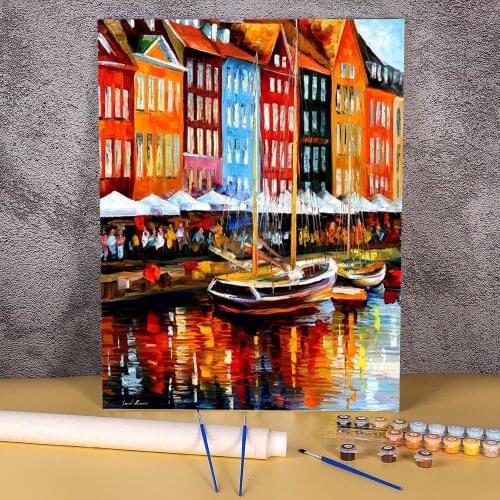 Copenhagen - Denmark Coloring By Numbers Painting Kit Oil Paints 40*50 Paiting By Numbers Decorative Paintings For Kids Art
