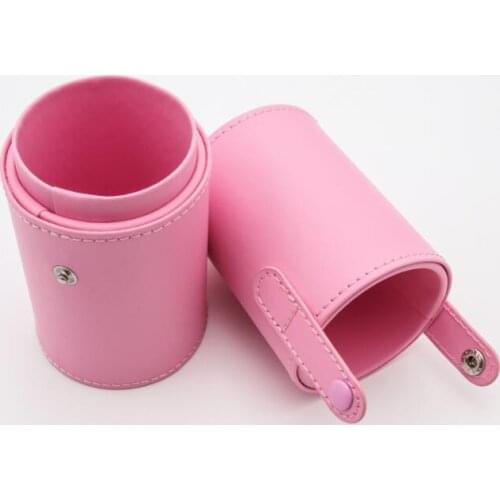 Empty Brush Holder Tube Portable Travel Makeup Brushes Cylinder Holder Cosmetic Organizer PU Leather Storage Container #36568