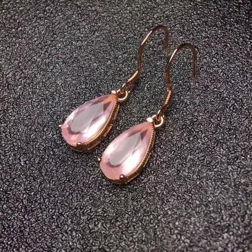 Luxury Rose Quartz Earring 925 Sterling Silver 100% Natural and Real Rose Quartz Earring