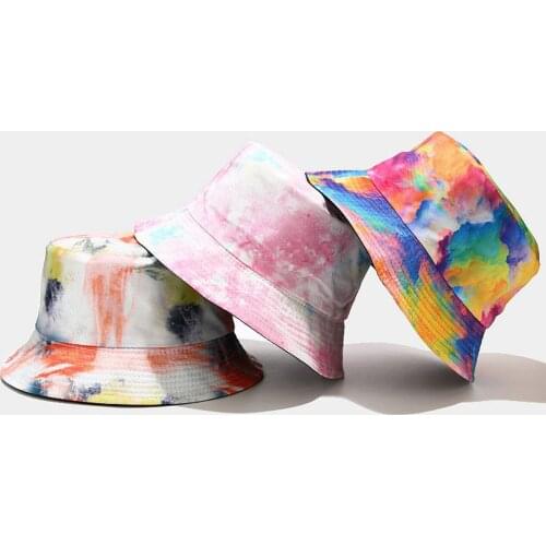 Tie Dye Fisherman Hat Womens Fashion Printing Sunshade Fishermans Hat Basin Hat Outdoor Bucket Hat Sunscreen Female Sunhat