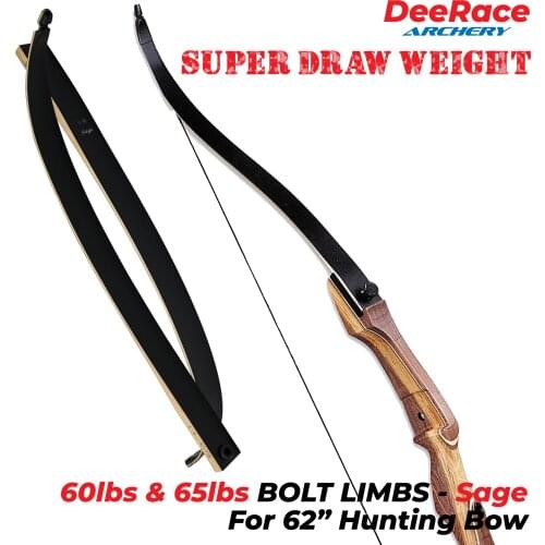 60lbs 65lbs Super Draw Weight Recurve Bow Bolt Limbs Sage Hunting 3D Hunting Maple Wood Fiber Glass Limbs Fit to 62“ Recurve Bow