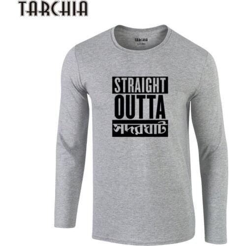 TARCHIA 2021 New Fahion Straight Outta Cool Brand Blomed Top Tees T Shirts Men Long Sleeve T-Shirt 100% Cotton T Shirt Plus