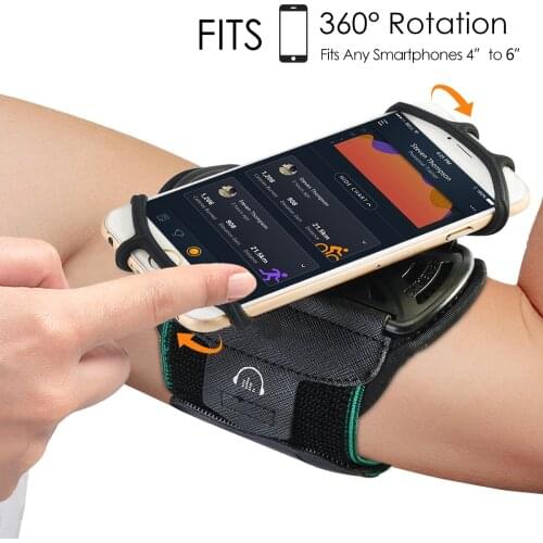 Universal Sports Phone Holder Armband Running Hiking Biking Jogging 360° Rotation Arm Band With Key Holder Fit 4-6inch Phones
