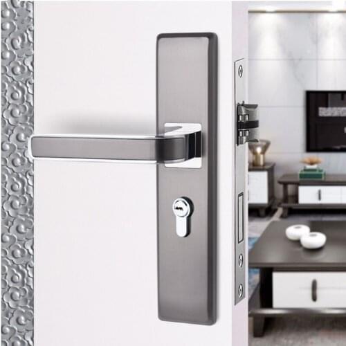 1 Set Modern Style Room Door Lock Zinc Alloy Bedroom Bathroom Handle Lock Mute Security Anti-theft Locks Hardware Accessories