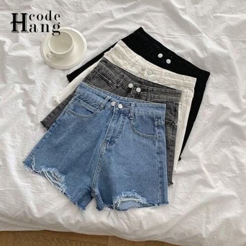HangCode Denim Shorts Women 2021 New Summer Korean Style High Waist Slim Women Tassel Jeans Shorts Chic Hot Ladies Bottoms