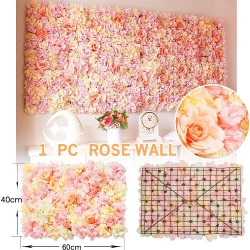 1pc Artificial Rose Flower Wall Panels Background for Home Party Wedding Christmas Festival Photo Backgdrop Decor
