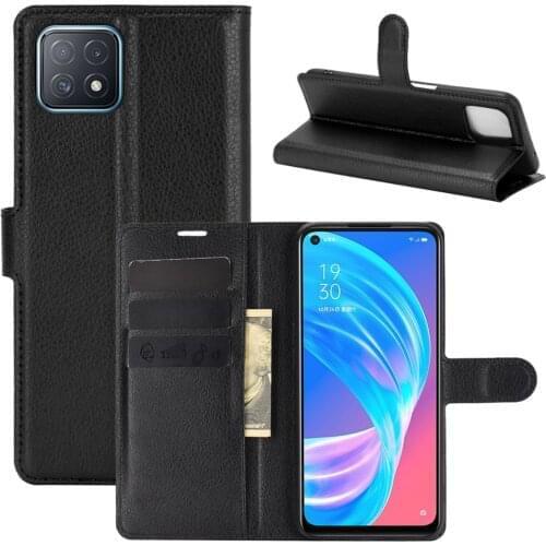 10Pcs/Lot PU Leather Flip Wallet Litchi Pattern Phone Case For Oppo Realme 7 Pro 7i C17 X7 Reno 4 SE 4G F17 5G A15 A72 A73 F17