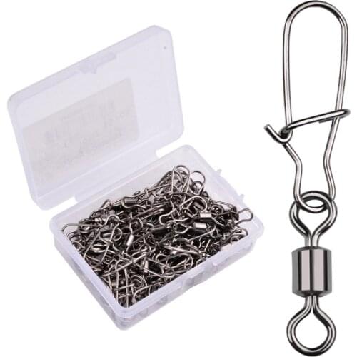 2/0# 1/0# 1#-14# Stainless Steel Fishing Connector Pin Bearing Rolling Swivel Snap Pins Fishing Tackle Accessories