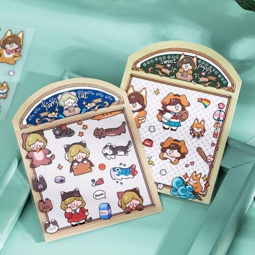 2Sheets/Pack Animal Party Cartoon Kids Stickers PVC For Scrapbooking Luggage Journal Cell Phone Decorative Material Paper