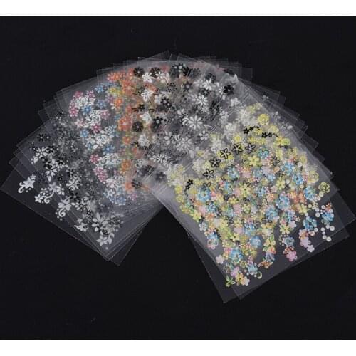 30 Sheets DIY Nail Tips Decoration Tools 3D Floral Design Nail Stickers Transfer Nail Art Decals