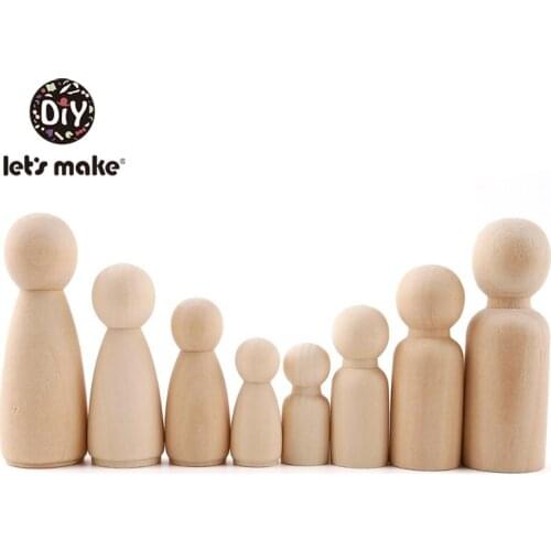 40pc 35mm, 55mm,65mm Wood Peg Dolls Handmade Unpainted Dolls Kids Birthday Gifts Room Decor Wooden DIY Craft Wooden Peg Dolls