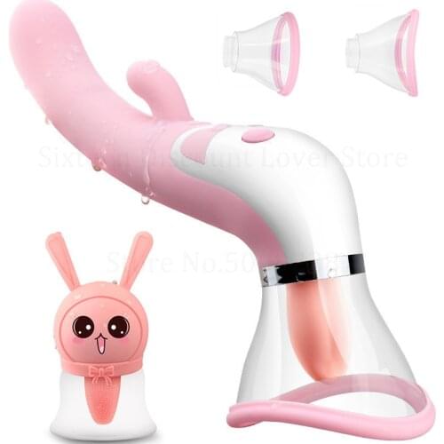 6 Speed Blowjob Nipple Sucker LickIng Tongue Vibrator Breast Suction Cup Clitoris Stimulator Sucking Vibrator Sex Toys For Women