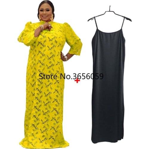African Maxi Dress For Women New African Dashiki Fashion Loose Embroidery Long Dress African Clothes Elegant Lace Dresses