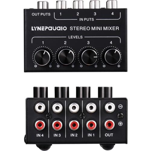 Audio B896 Mix Mini Portable 4 Channels Professional Passive Mixer Mixing Console with Volume Control for Live Studios Recording