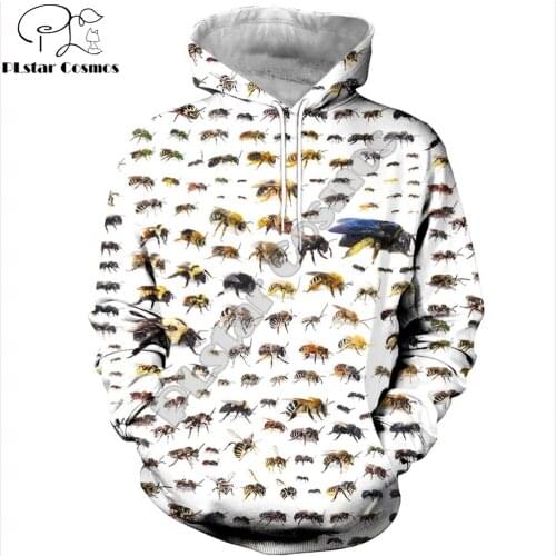 3D Printed Bee Keeper white Hoodie and Sweatshirt Funny insect Harajuku Fashion Men hoodies Unisex Casual Jacket pullover DW0006