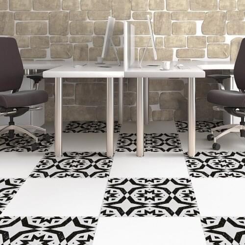 Black and White Square Floor Stickers Waterproof Self-adhesive Wallpaper Tile Wall Sticker For Kitchen Living Room Decoration