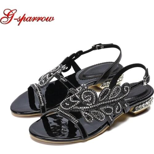 Black Purple Gold Silver Rhinestone Flat Heel Shoes Summer Sandals Bridesmaid Shoes Wedding Party Dancing Shoes Ankle Straps