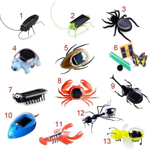 Fashion Children Toys Plastic Solar Power Ant Cockroach Spider Tortoise Crab Butterfly Insect Teaching Baby Kid Toy Gift NSV775
