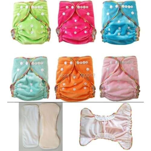 Custom Design Minky Baby Cloth diaper,inner with leaking Guard With 2 Inserts (3 layers bamboo cotton+1 suede cloth layer) 50set