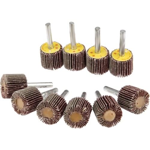 DRELD 10Pcs 25mm Grinding Buffing Sanding Sandpaper Drill Flap Wheel Head + 6mm Mandrel for Rotary Dremel Tool 80-Grit