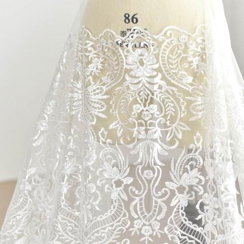 European sequins embroidered mesh lace fabric wedding dress handmade diy material dress decorative fabric accessories