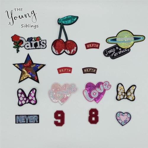 Hot sale Cartoon Hot melt adhesive Applique Embroidery Iron on patch Badge DIY Sequins Sewing Clothing Craft Accessory 1pcs sell