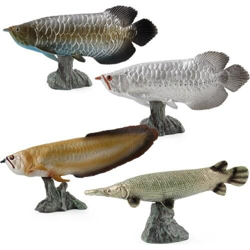 Simulation Ocean Animals Salmon Arowana Models Action Figures Collection Miniature Cognition Educational Toys Children Gift