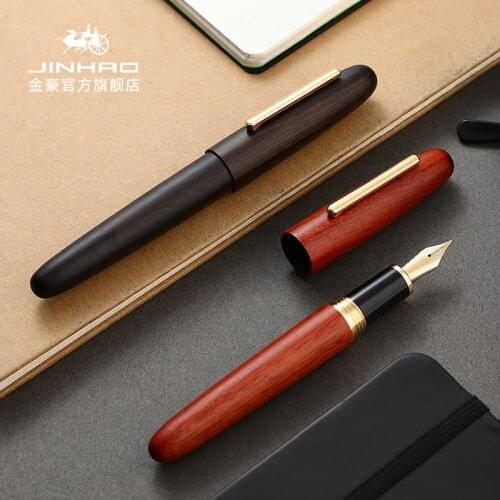 Jinhao 9056 Natural Handmade Wood Fountain Pen BLACK Wooden Beautiful Pen Iridium F/M Nib Fashion Writing Office Ink Pen Gift