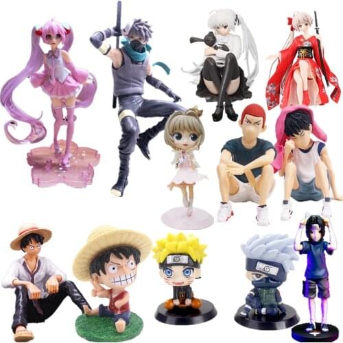 Japan Anime Character Collection Hatsune Miku Naruto One Piece Figure Luffy Model Doll Birthday Party Cake Decoration Kids Toys